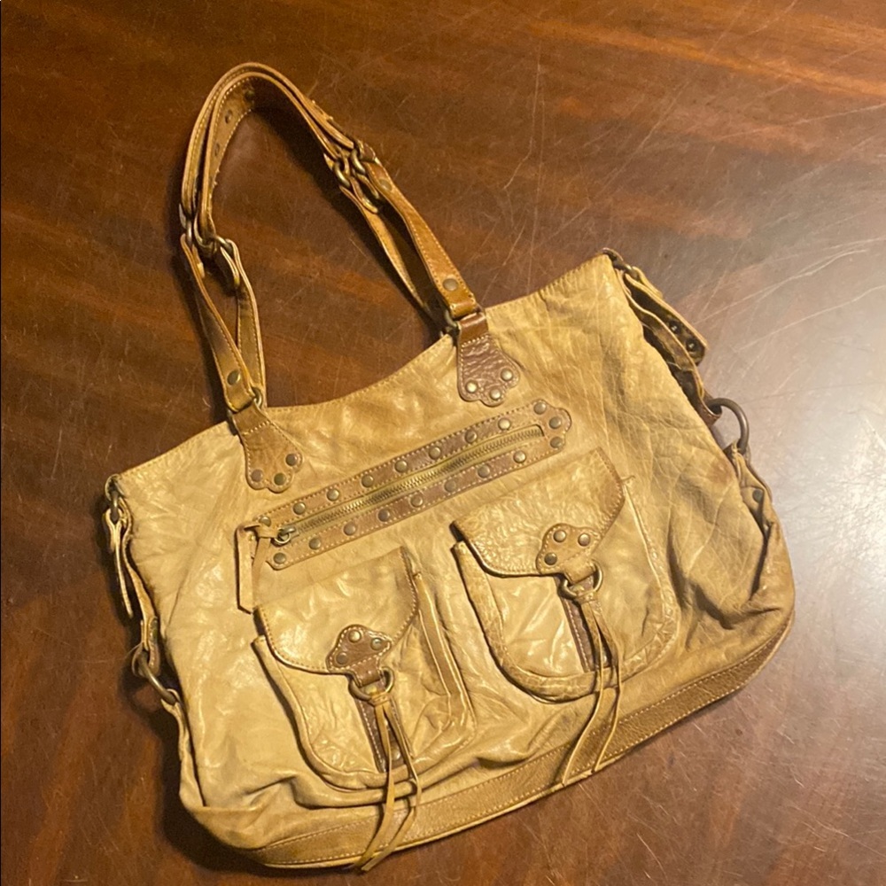 Steve Madden Light Brown Studded Shoulder Tote
